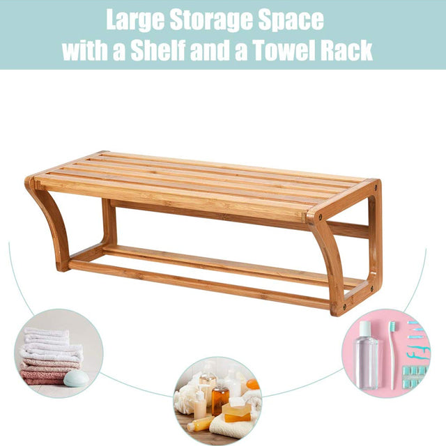 Wall Mounted Towel Rack with Shelf Storage for Bath & Household Items | 24hours.pk