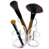 Cosmetic Organizer Makeup Brushes Transparent Brushes Acrylic Crystal Crystal Beauty Products Storage with 3 Compartments Desk Organizer - Round | 24HOURS.PK