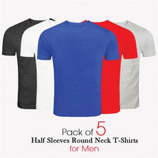 Pack of 5 - Short Sleeve Round Neck Cotton T-shirts for Men in Solid | 24hours.pk