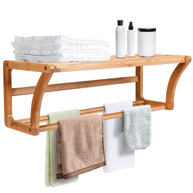 Wall Mounted Towel Rack with Shelf Storage for Bath & Household Items | 24hours.pk