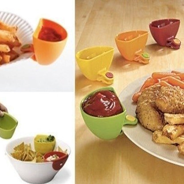 Pack of 3 x Cup Capacity Tiered Stand Dip Clip Ketchup Saucer Clamps Serving Condiments Bowl | 24hours.pk