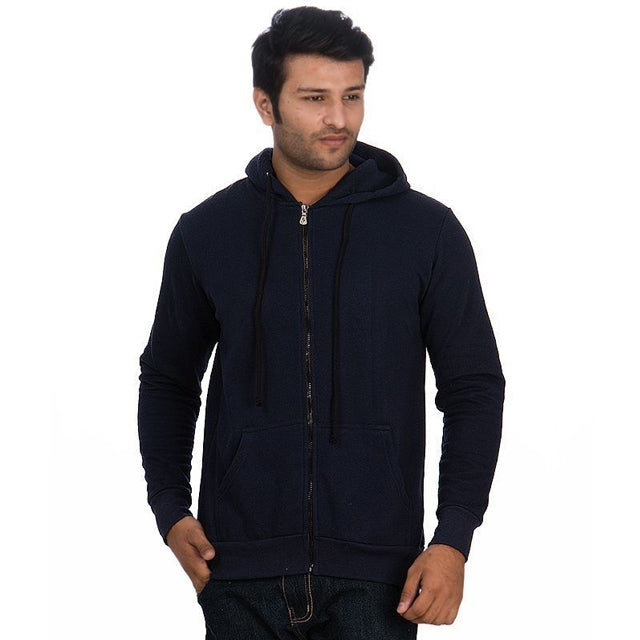Navy Blue Jersey Plain Hoodie For Men | 24HOURS.PK