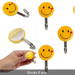 Pack of 5 Key Holder Attached on Tiles Random Emoji Style | 24HOURS.PK