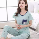 Women Carton Cute Pajama Pattern Thicker Pajamas Set Cotton Pajamas Sleepwear | 24HOURS.PK