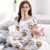 White Honey Bee Print Full Sleeves Shirt and Pajama Night Wear for Women | 24HOURS.PK