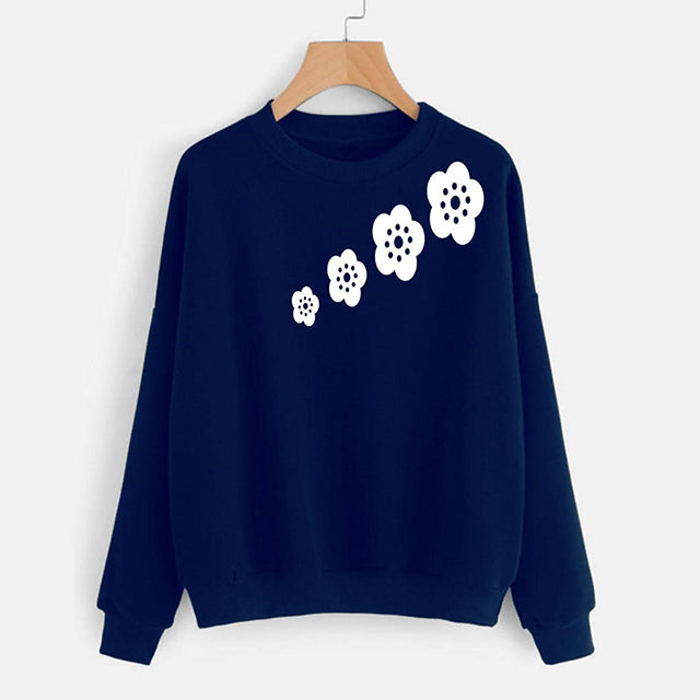 Flower Printed Sweatshirt For Womens Blue | 24HOURS.PK