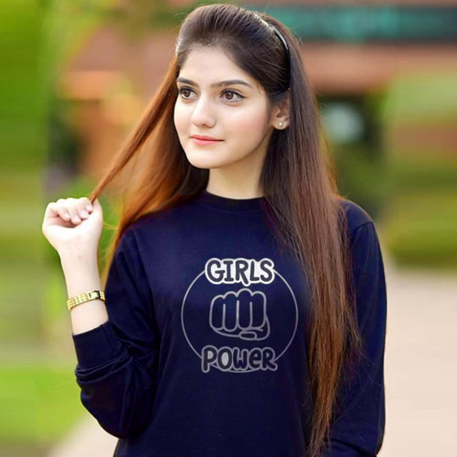 Girls Power New Winter Sweatshirt - Blue | 24HOURS.PK