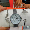 Pack of 3 Ladies Hand Watch Set Bracelet Watch Bangle Silver | 24HOURS.PK