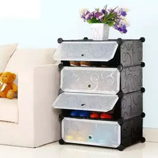 4 Cubes Storage CabinetShoe Rack Black | 24HOURS.PK