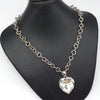 Heart Shaped Transparent Diamond With Silver Chain Locket For Womens | 24hours.pk
