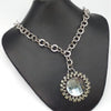 Rounded Shaped Diamond Necklace With Silver Chain For Womens | 24hours.pk