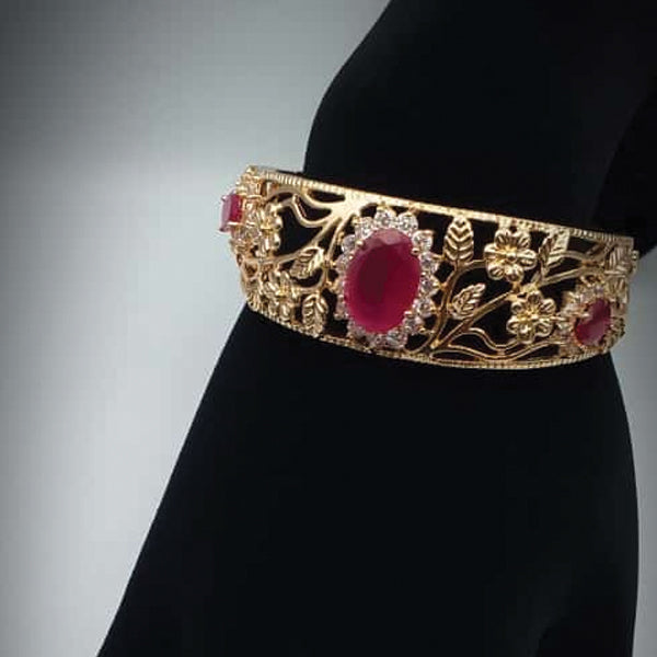 Leaf & Flower Design Mulitcolors Bracelet With Pink Stone For Her | 24HOURS.PK