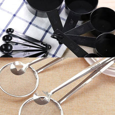 Pack of 3 Food Strainer Skimmer Mesh Strainer & 5 Large + 5 Small Cup Spoon - Measuring Cup and Spoons Set | 24HOURS.PK