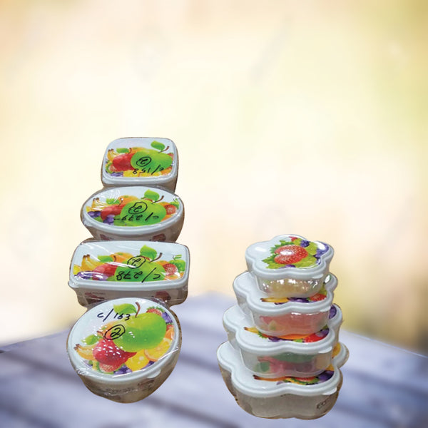 4Pcs Set Flower Shaped Box Set Microwave Safe Random Design & Color | 24hours.pk