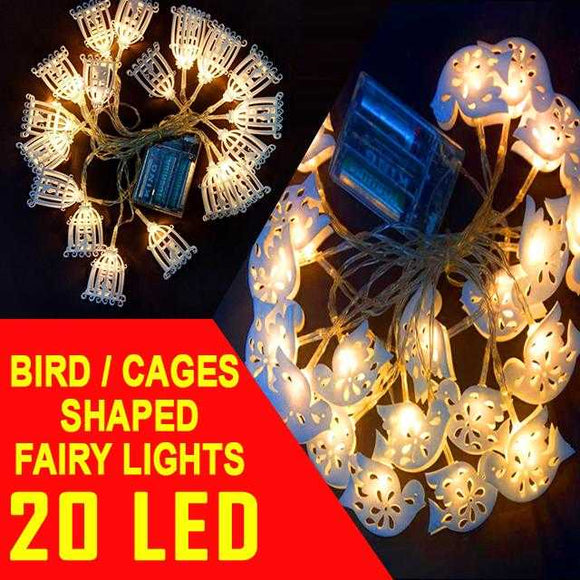 Little Bird and Cages Shaped Random Design 20 LED String Fairy Light | 24hours.pk