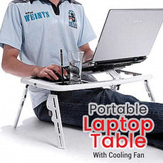 E-Stand Portable Laptop Table With Cooling Fan WhiteBlack PC & Laptop Accessories | 24HOURS.PK