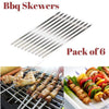 Pack of 6 - 17" Barbecue Skewers Flat Metal Skewers