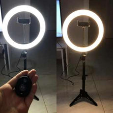 Photography Led Tiktok Ring Light 26cm Metal Frame Dimmable With 8 Ft Tripod Stand | 24HOURS.PK