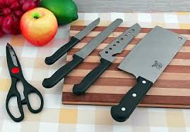 Kitchen 5 Pcs Stainless Steel Cutting Tools With Holder | 24HOURS.PK