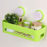 Plastic Bathroom Shelf Kitchen Storage Box Organizer Basket With Wall Mounted Suction Cup Random Colors | 24hours.pk