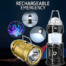 Portable Multi-Color Rechargeable Emergency 3 Modes Outdoor Laser Led Lantern Light | 24hours.pk