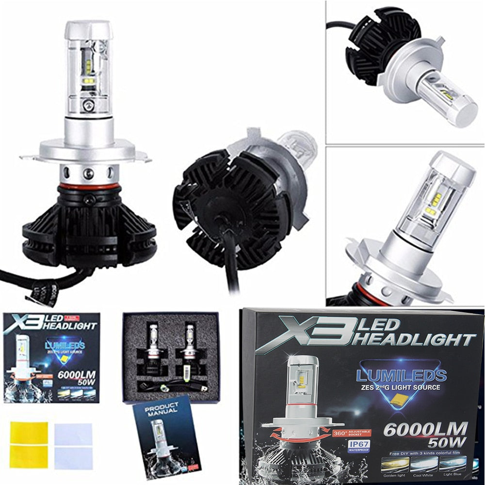 Lumileds X3 LED Headlight 6000LM 50W | 24HOURS.PK