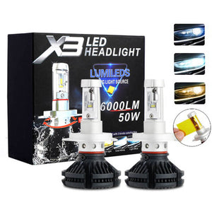 Lumileds X3 LED Headlight 6000LM 50W | 24HOURS.PK